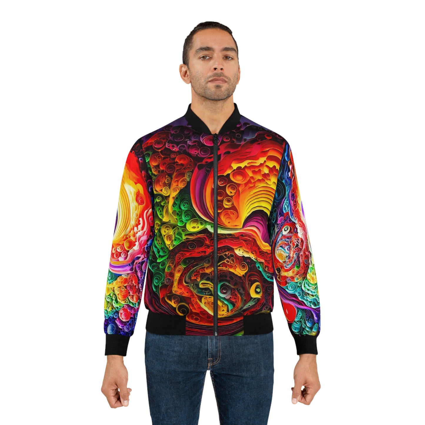 Bomber Jacket - Rainbow Tripping Color Stacks Art