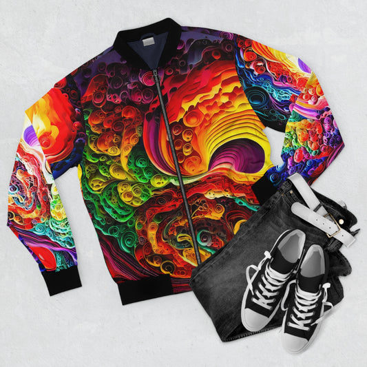 Bomber Jacket - Rainbow Tripping Color Stacks Art