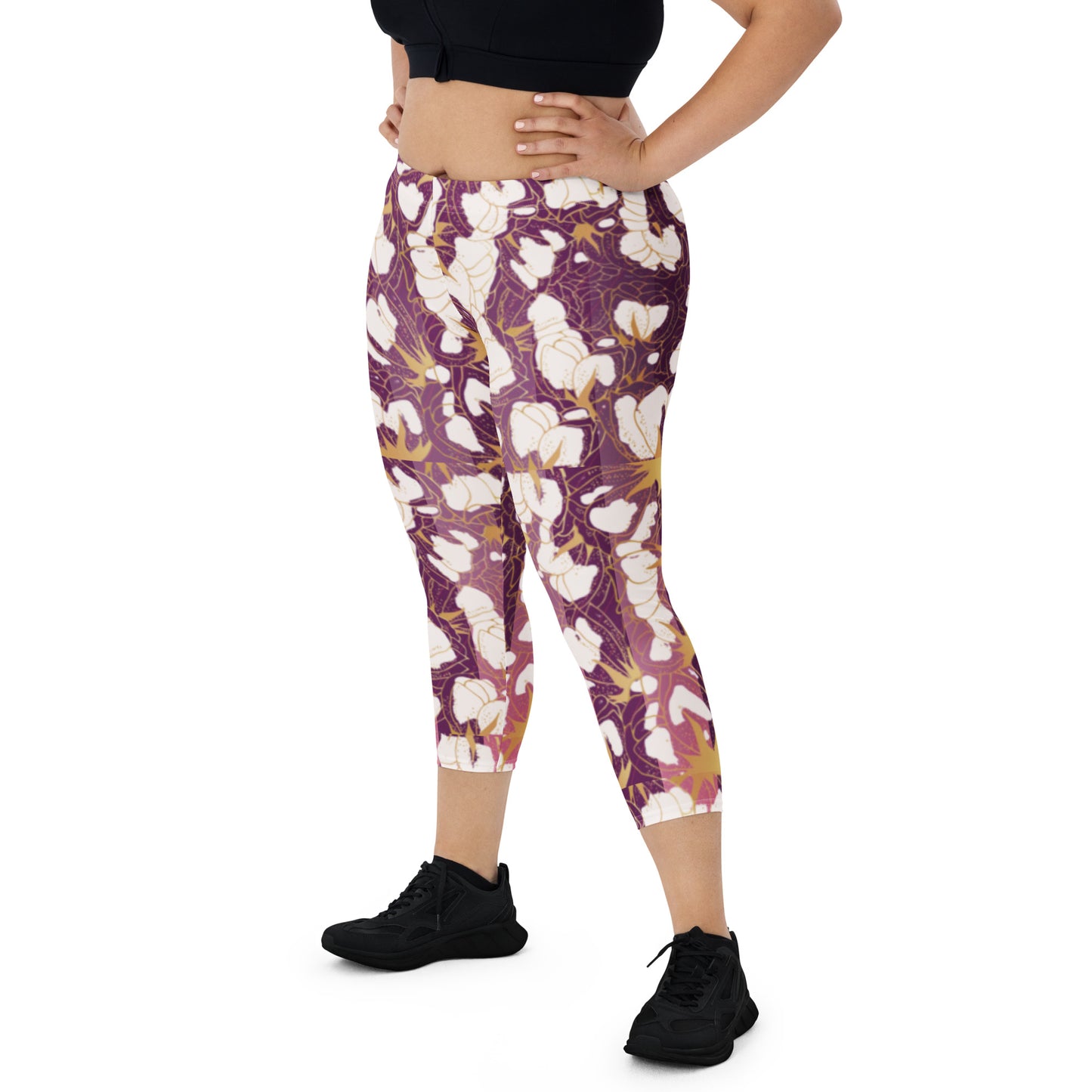 leggings Capri Leggings pink floral Capri Leggings pink floral Cody Trade Llc leggings  Cody Trade Llc