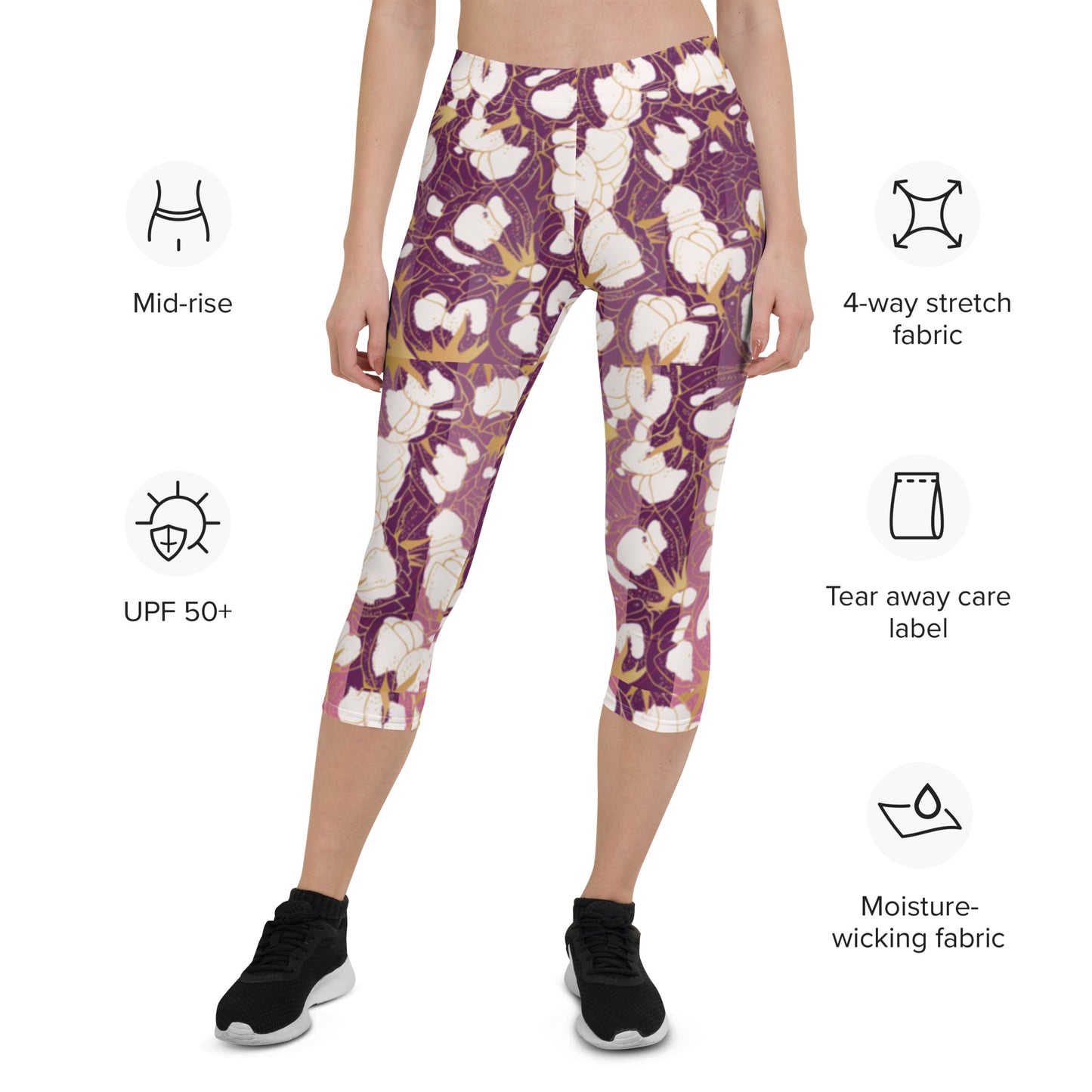 leggings Capri Leggings pink floral Capri Leggings pink floral Cody Trade Llc leggings  Cody Trade Llc