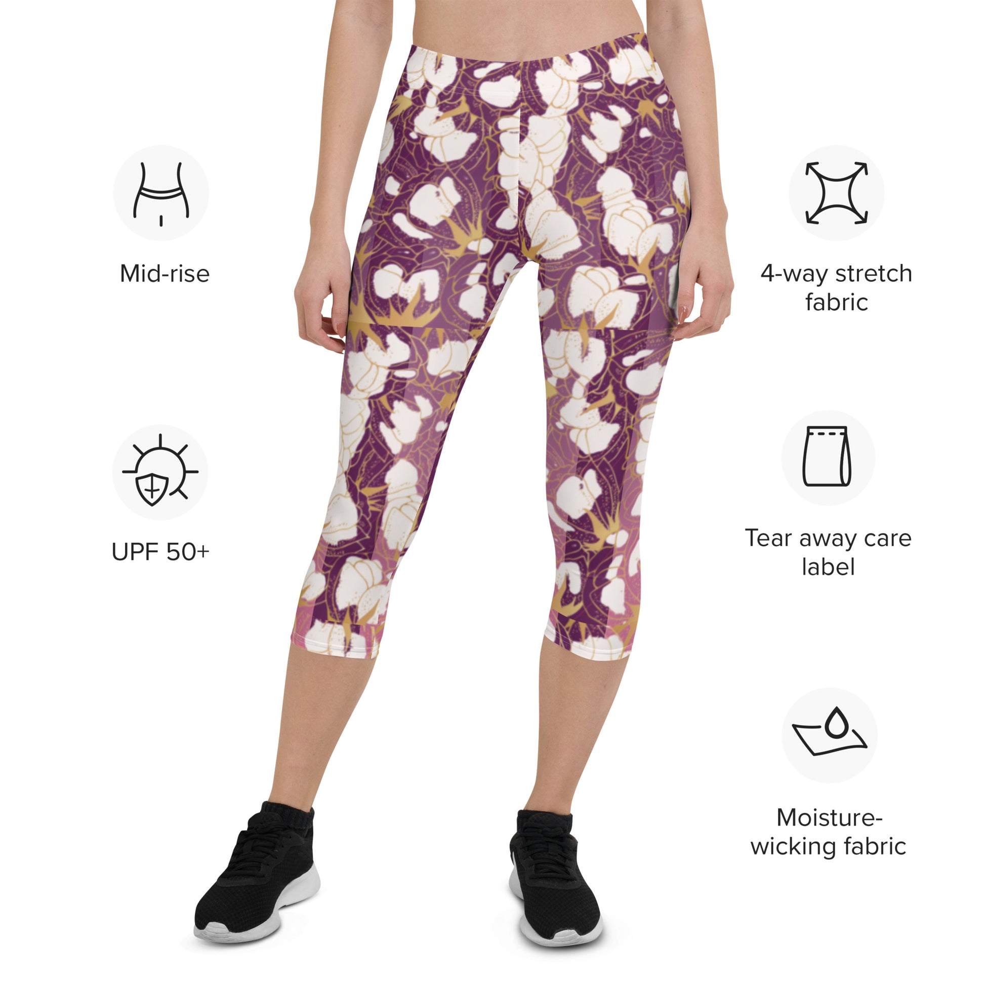 leggings Capri Leggings pink floral Capri Leggings pink floral Cody Trade Llc leggings  Cody Trade Llc