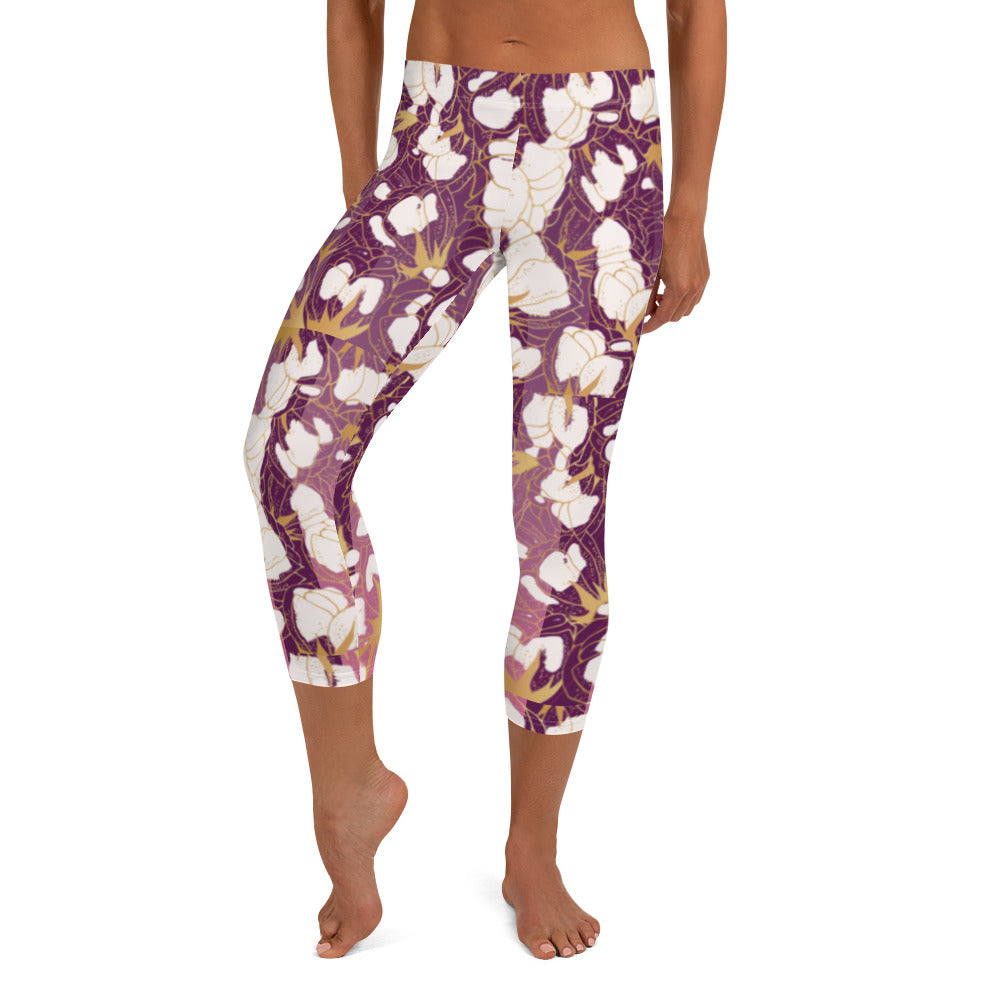 leggings Capri Leggings pink floral Capri Leggings pink floral Cody Trade Llc leggings  Cody Trade Llc