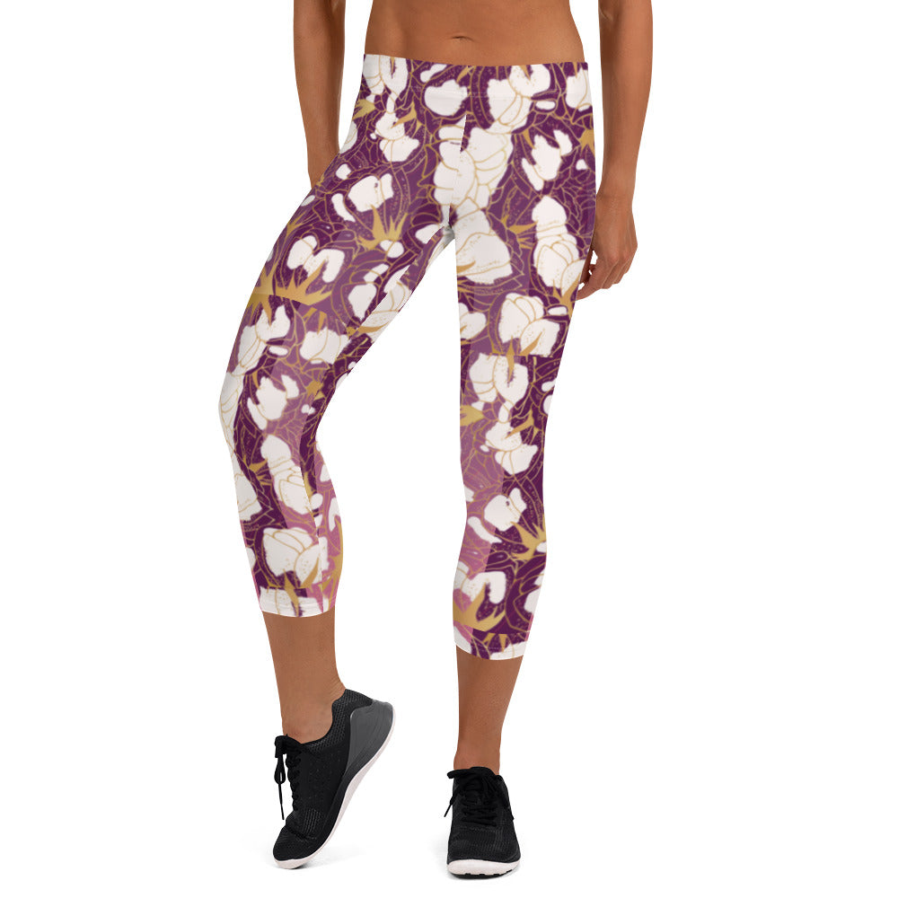 leggings Capri Leggings pink floral Capri Leggings pink floral Cody Trade Llc leggings  Cody Trade Llc