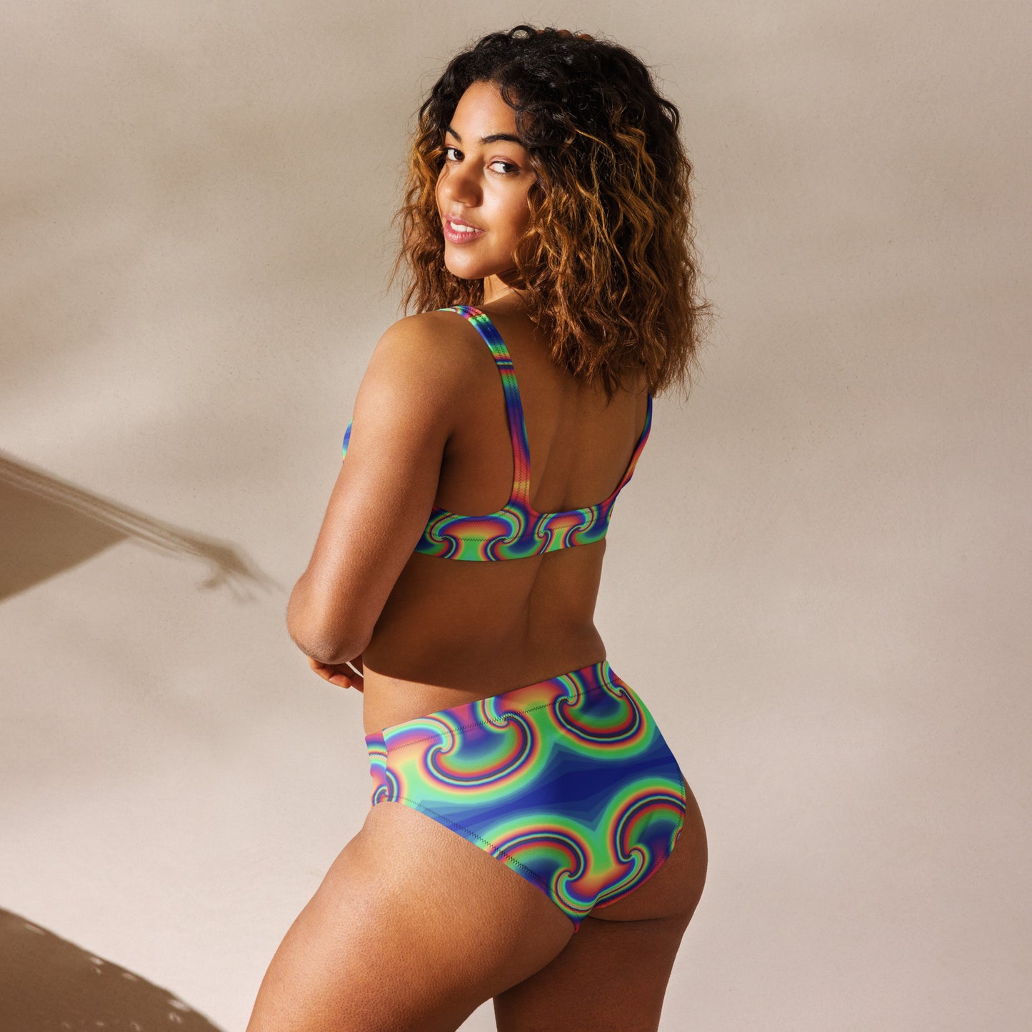 Colorful rainbow Recycled high-waisted bikini Colorful rainbow Recycled high-waisted bikini Cody Trade Designs San Francisco    Cody Trade Llc