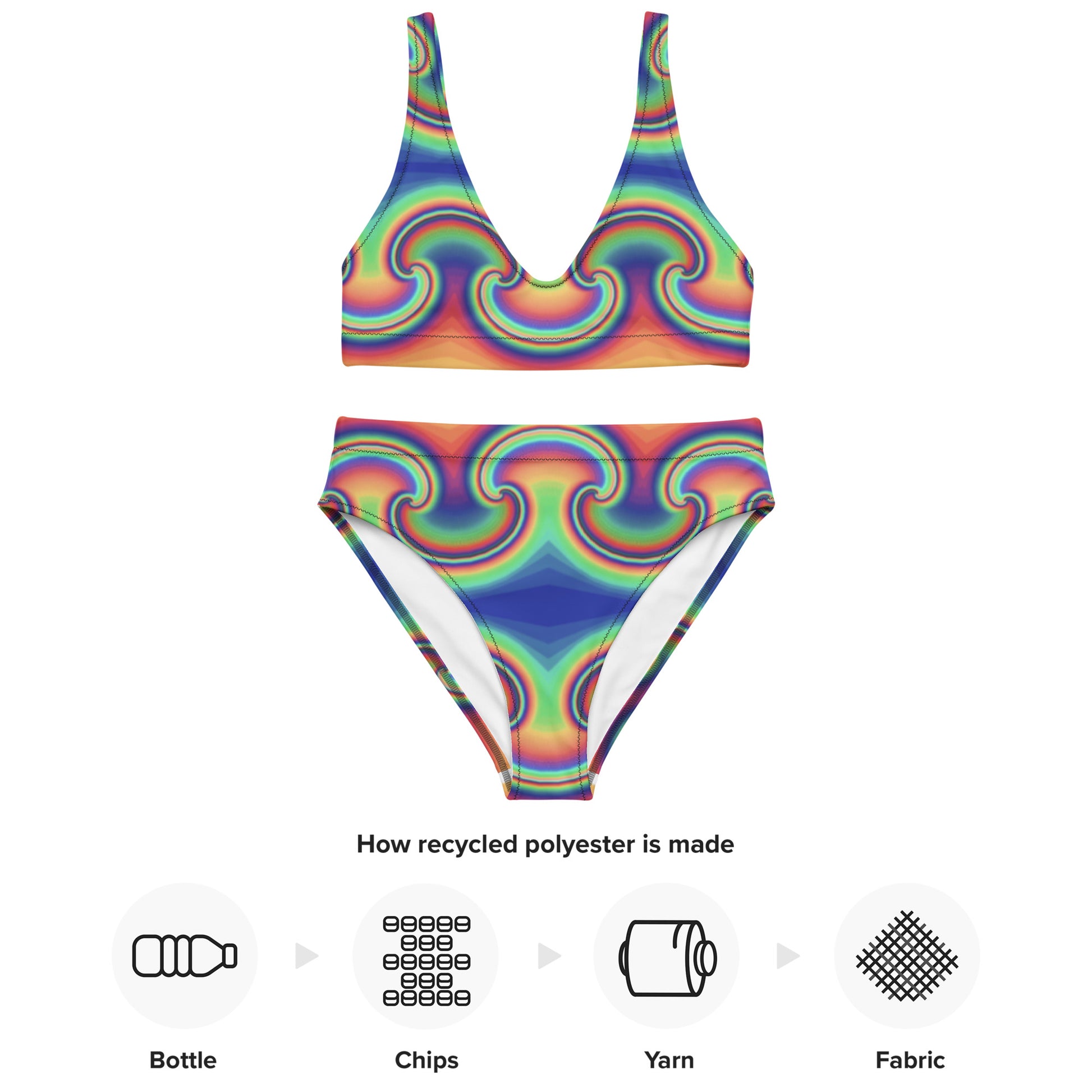 Colorful rainbow Recycled high-waisted bikini Colorful rainbow Recycled high-waisted bikini Cody Trade Designs San Francisco    Cody Trade Llc