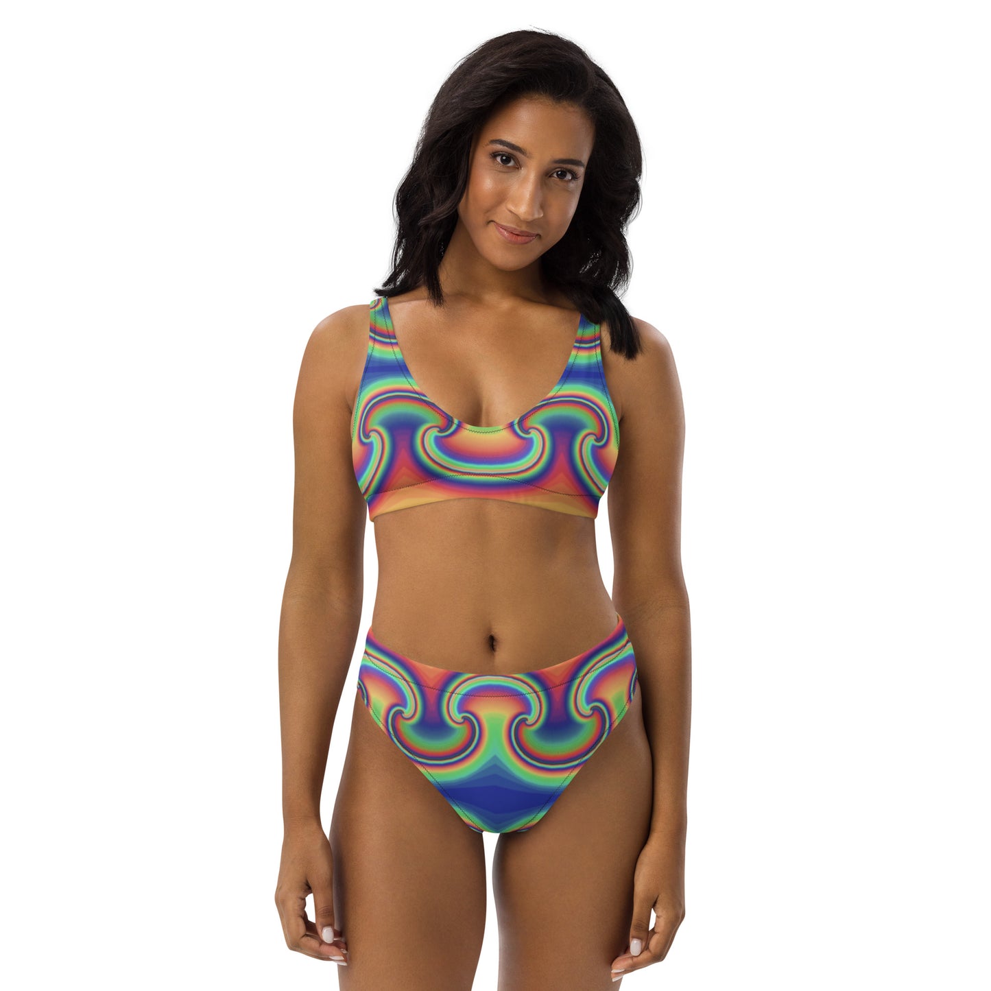 Colorful rainbow Recycled high-waisted bikini Colorful rainbow Recycled high-waisted bikini Cody Trade Designs San Francisco    Cody Trade Llc