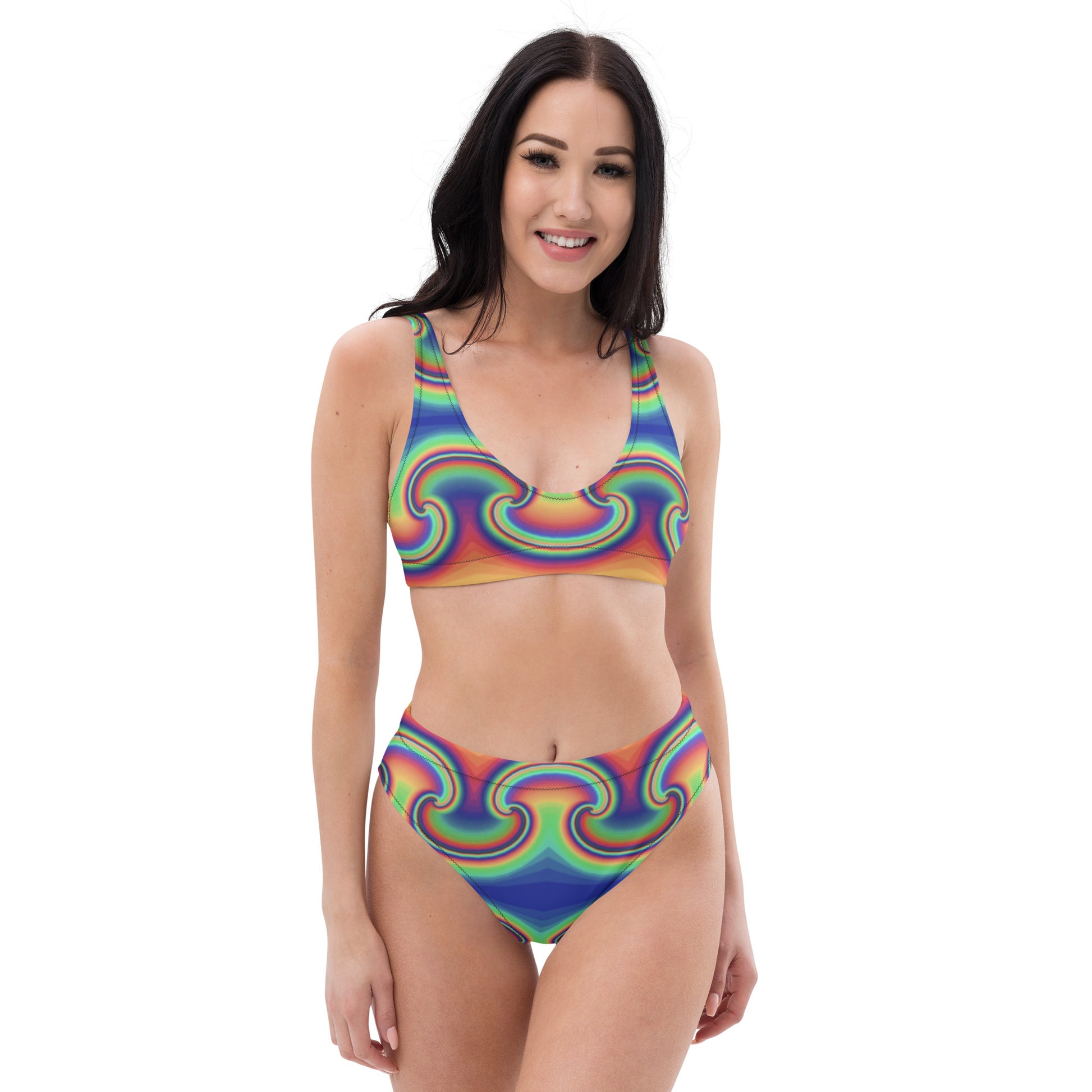 Colorful rainbow Recycled high-waisted bikini Colorful rainbow Recycled high-waisted bikini Cody Trade Designs San Francisco    Cody Trade Llc