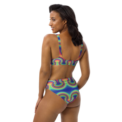 Colorful rainbow Recycled high-waisted bikini Colorful rainbow Recycled high-waisted bikini Cody Trade Designs San Francisco    Cody Trade Llc