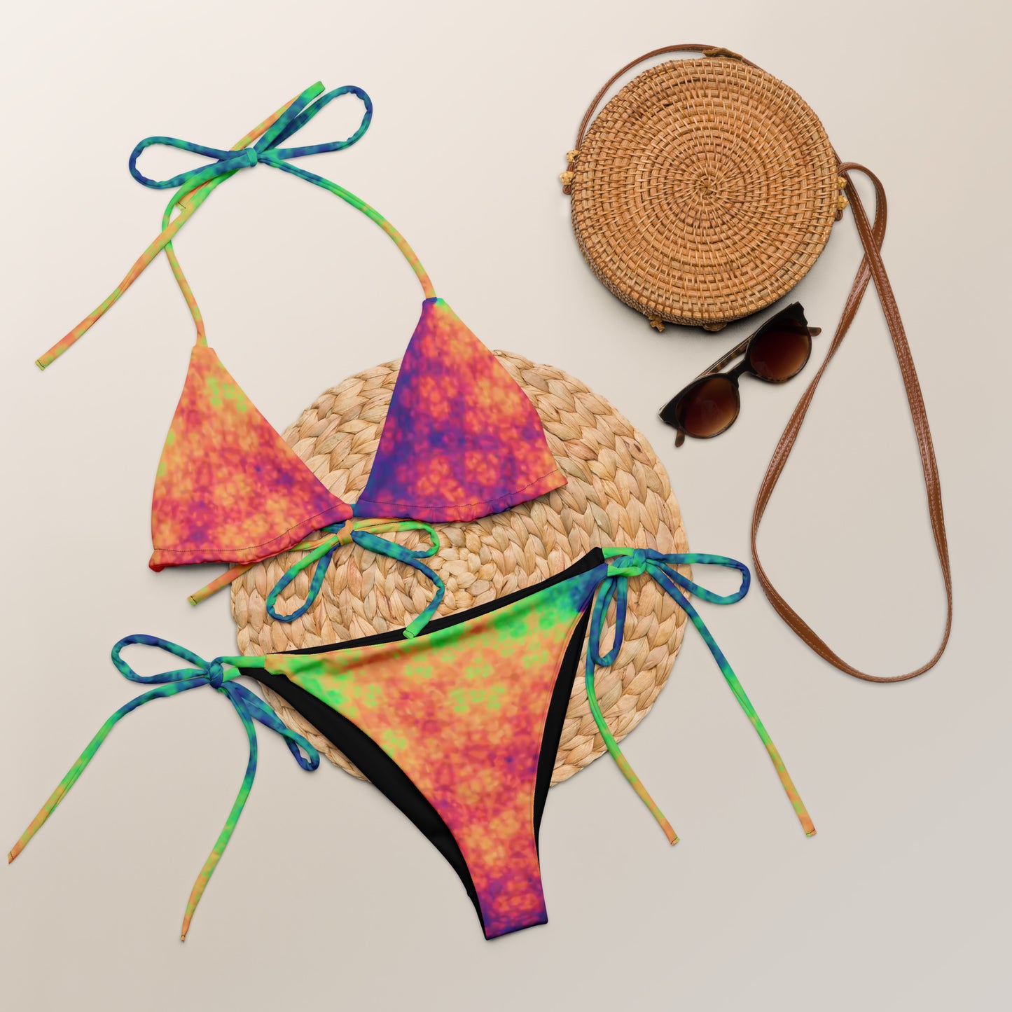 All-over print recycled string bikini