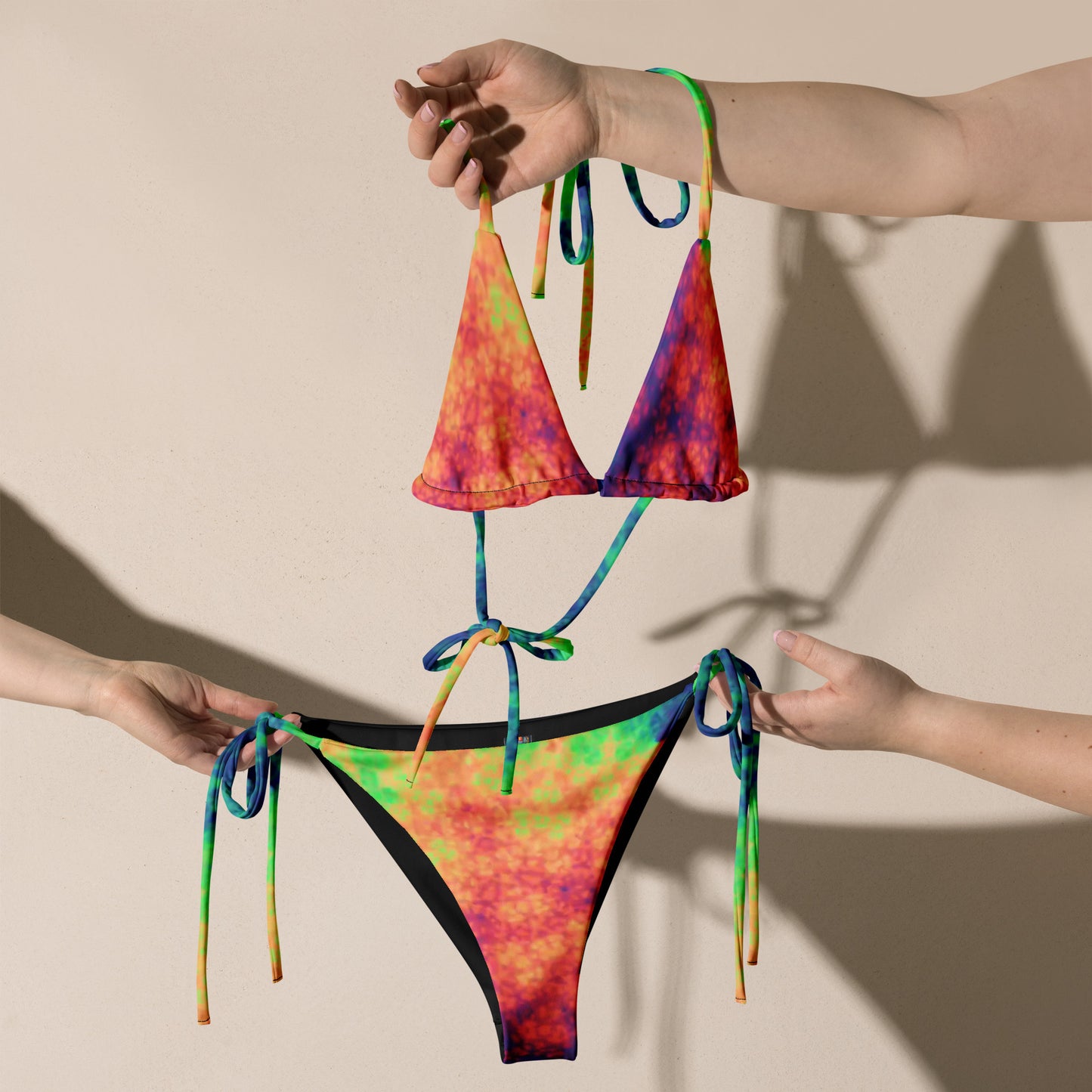 All-over print recycled string bikini