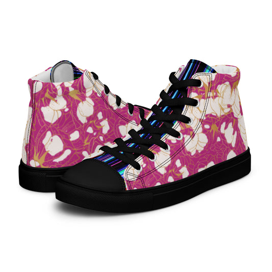 shoes Pink Floral Men’s high top canvas shoes Pink Floral Men’s high top canvas shoes Cody Trade Llc shoes Black-13 Cody Trade Llc 70.00